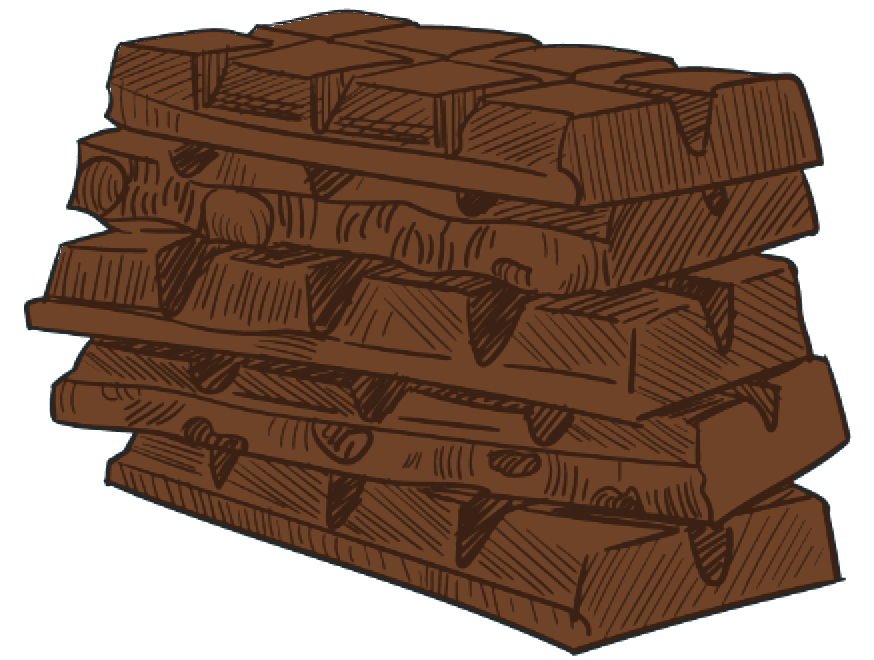 Drawing of a stack of chocolate bars